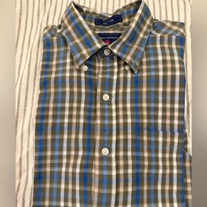 Saddlebred Men's Blue and Gray Plaid Shirt size small easy care